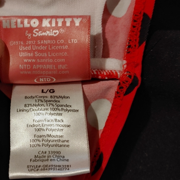 Hello Kitty by Sanrio Bikini Bandeau Top Swimming Suit Swimwear Ladybug Print Lg - Picture 5 of 9